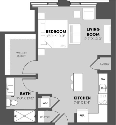 a floor plan of a bedroom apartment
